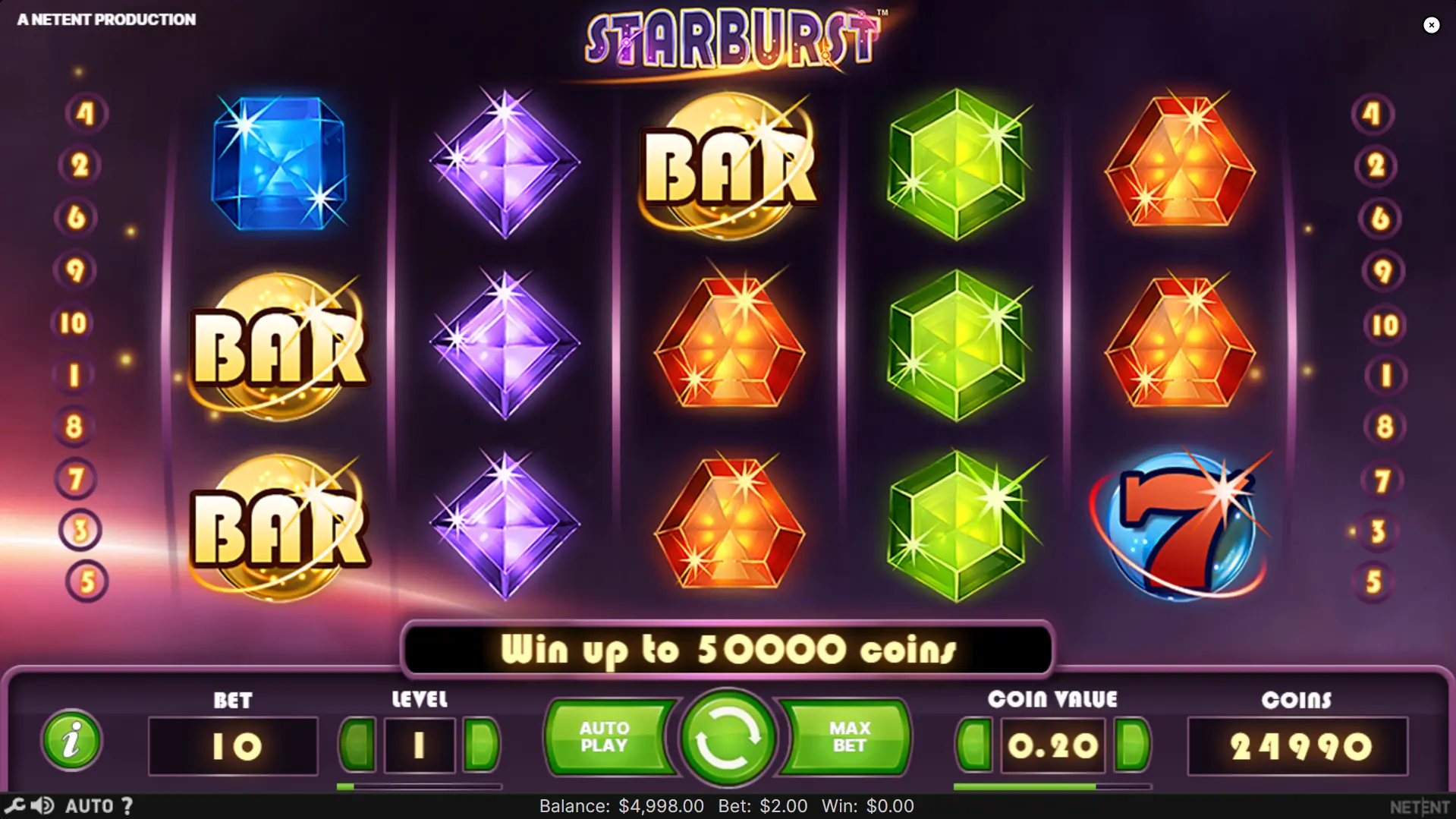 Внешний вид слота Starburst